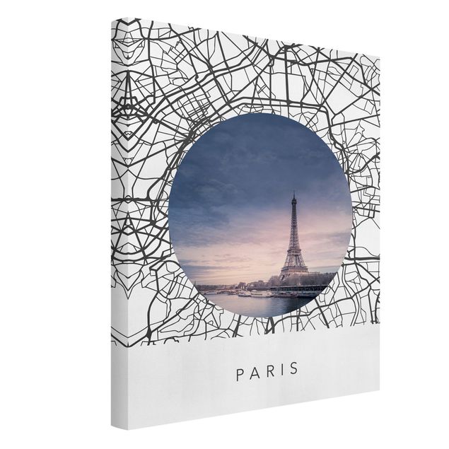 Frasi su tela Collage di mappe di Parigi