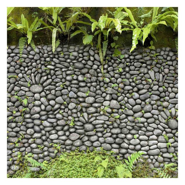 Carta da parati - Stone wall with plants