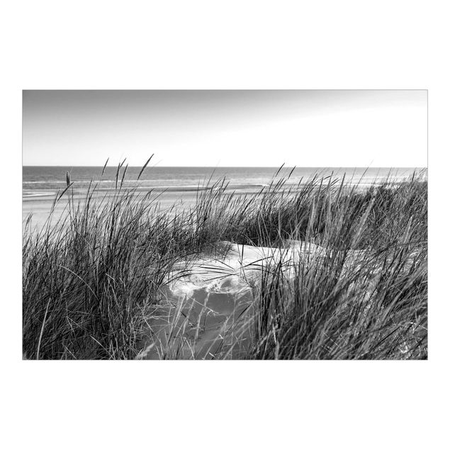 Carta da parati - Dune di sabbia al mare in bianco e nero