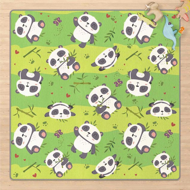 Tappeti moderni soggiorno Teneri panda su prato verde
