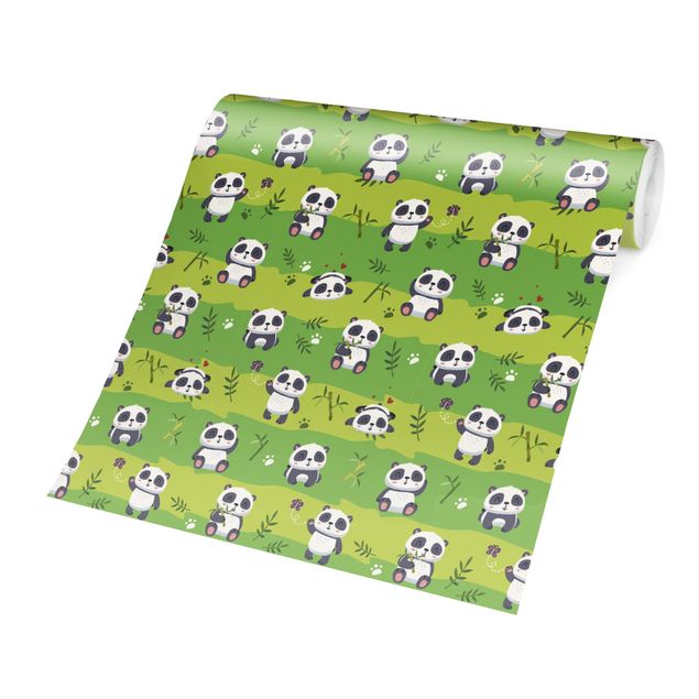 Carta da parati - Cute Panda Wallpaper Green