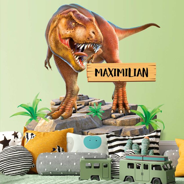 Adesivo murale - T-Rex con testo desiderato