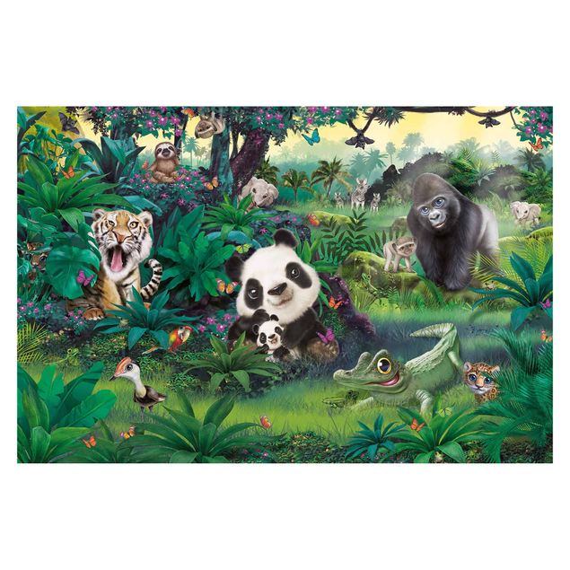 Carta da parati - Animaletti Della Giungla con panda & tigre