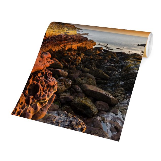 Carta da parati - Tarbat Ness Lighthouse and sunset at the sea