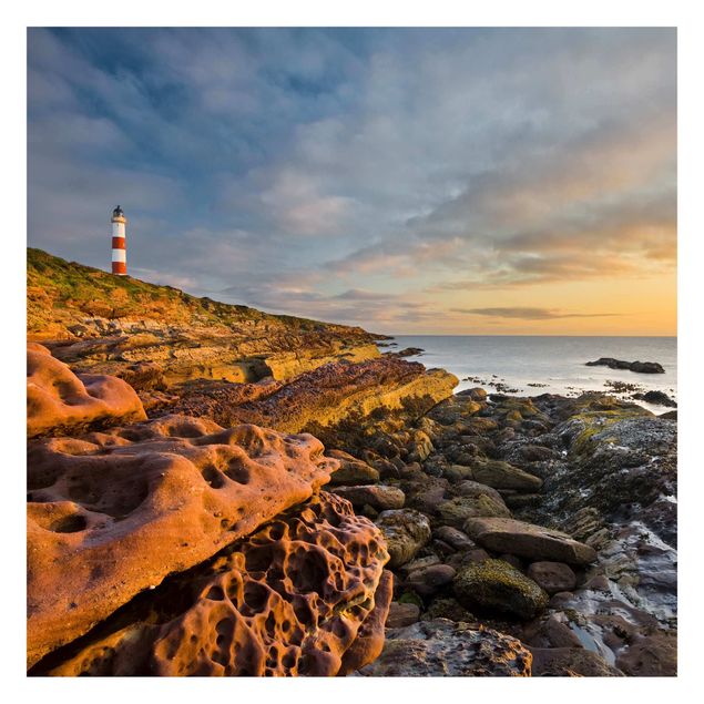 Carta da parati - Tarbat Ness Lighthouse and sunset at the sea