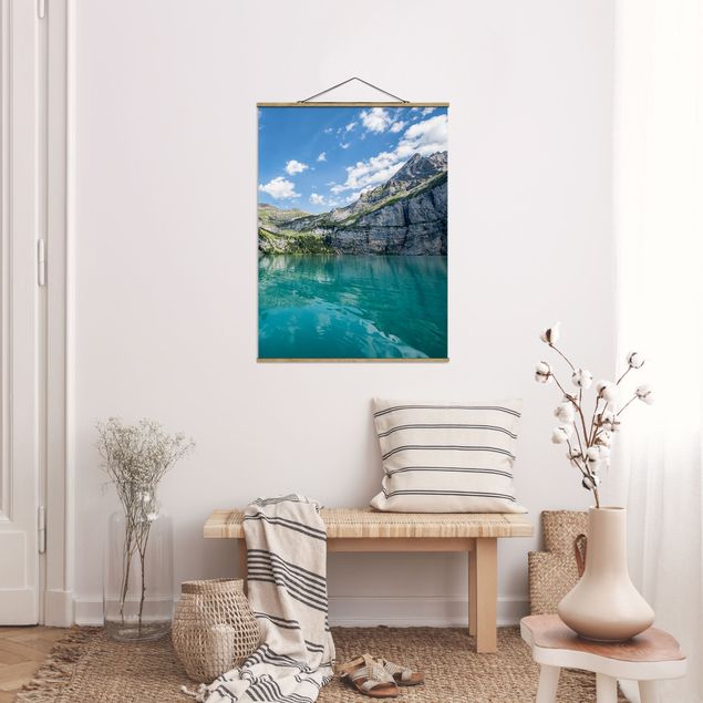 Foto su tessuto da parete con bastone - Meravigliosa montagna al lago - Verticale 3:4