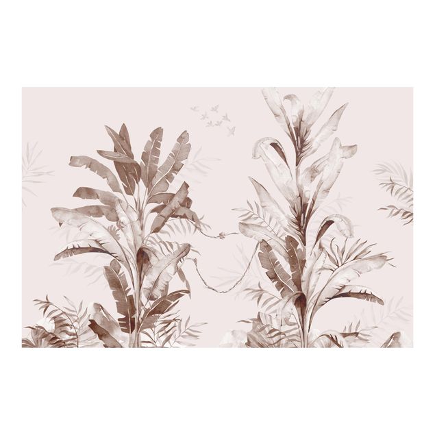 Carta da parati - Palme tropicali e foglie in seppia