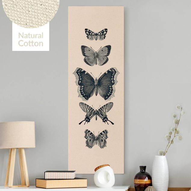 Quadri con farfalle Farfalle d'inchiostro su sfondo beige