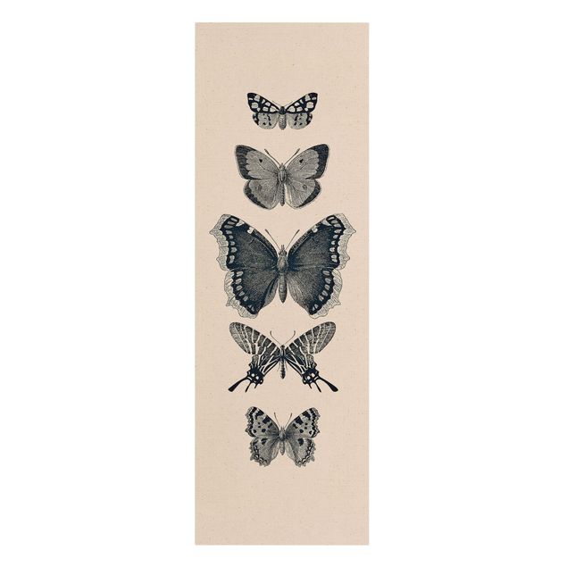 Quadri moderni per soggiorno Farfalle d'inchiostro su sfondo beige