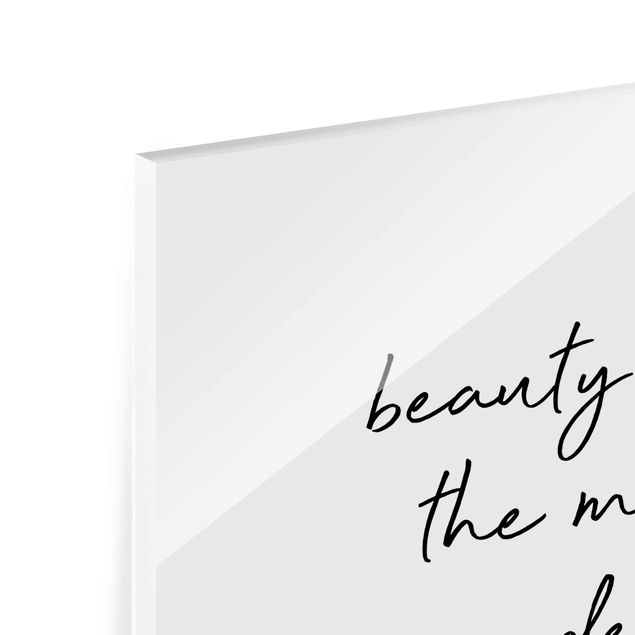 Quadro in vetro - Tipografia citazione Beauty Begins