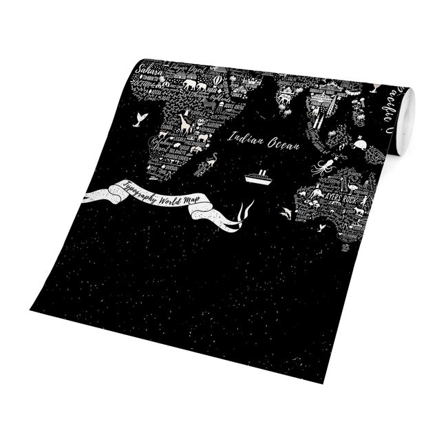 Carta da parati - Mappa tipografica su nero
