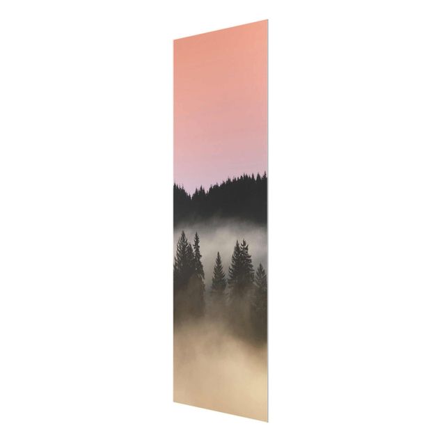 Quadro in vetro - Foresta di nebbia sognante