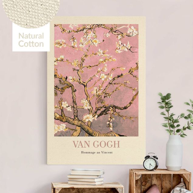 Stampe su tela fiori Vincent van Gogh - Mandorlo in fiore in rosa - Edizione da museo