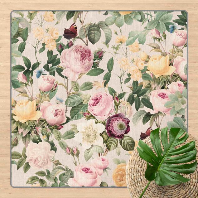Tappeti orientali Illustrazione di fiori vintage XXL