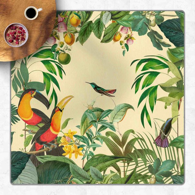 Tappeti orientali Collage vintage - Uccelli nella giungla