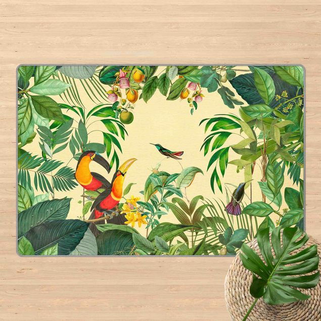 Tappeti orientali Collage vintage - Uccelli nella giungla