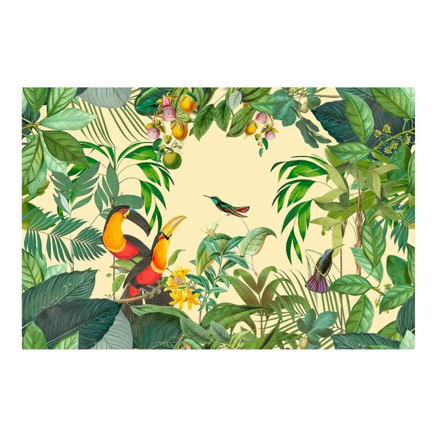 Carta da parati - Collage vintage - Uccelli nella giungla