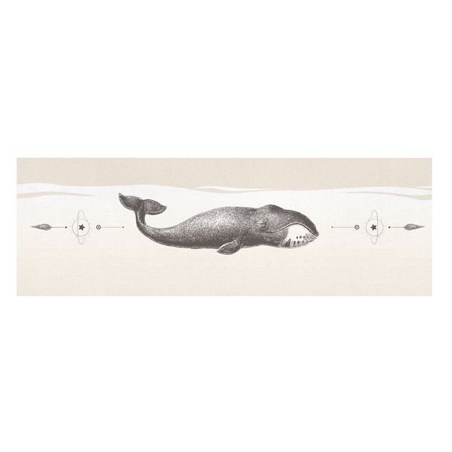 Quadro su tela naturale - Balena della Groenlandia vintage - Panorama 3:1