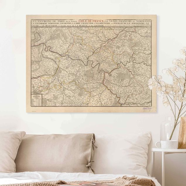Tele mappamondo Mappa vintage Francia