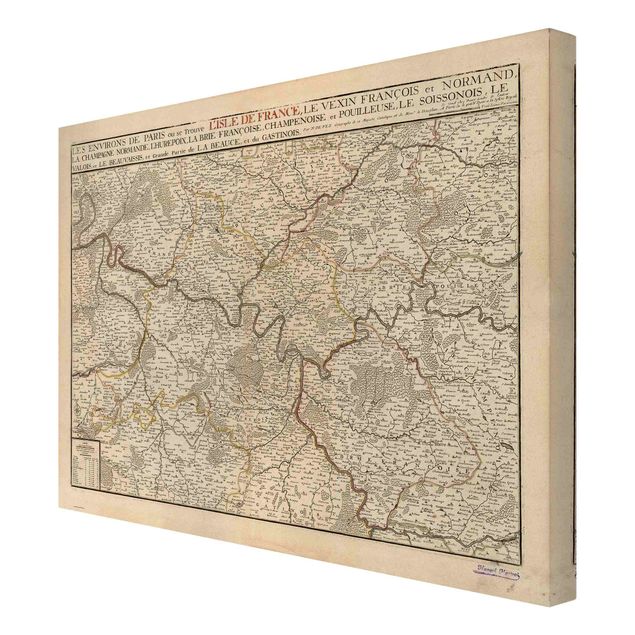 Quadro su tela - Cartina vintage della Francia