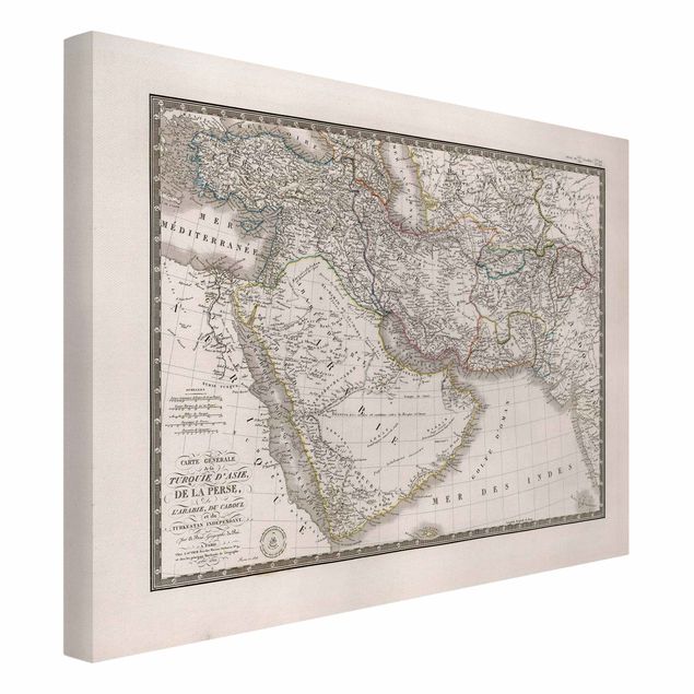 Stampe su tela Mappa vintage del Medio Oriente