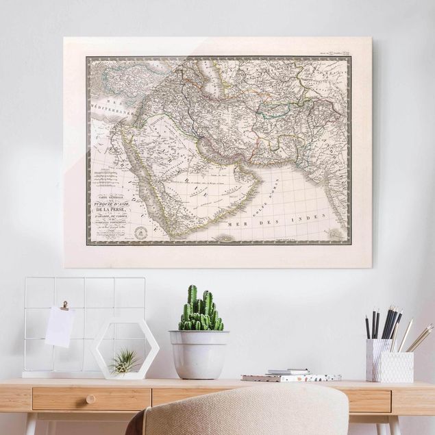 Lavagna magnetica in vetro Mappa vintage del Medio Oriente