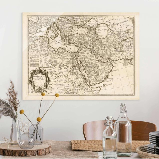 Lavagna magnetica vetro Mappa vintage del Medio Oriente