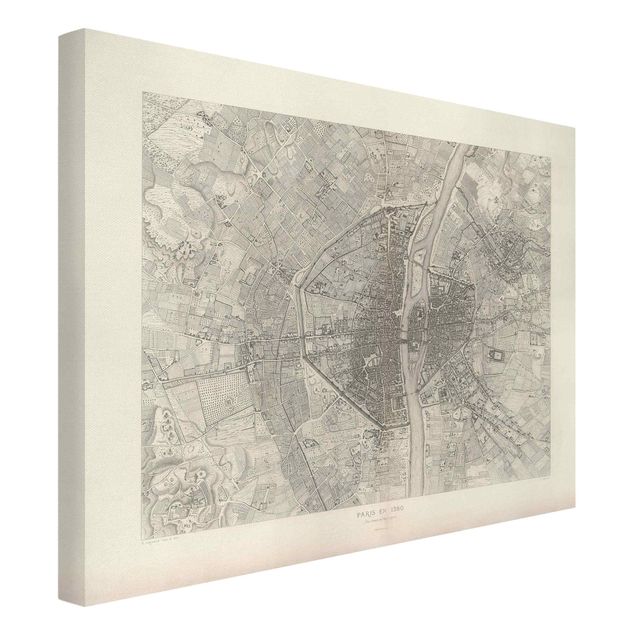 Stampa su tela Mappa vintage Paris