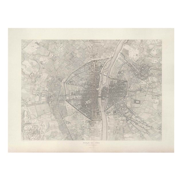 Quadro su tela - Mappa vintage Paris