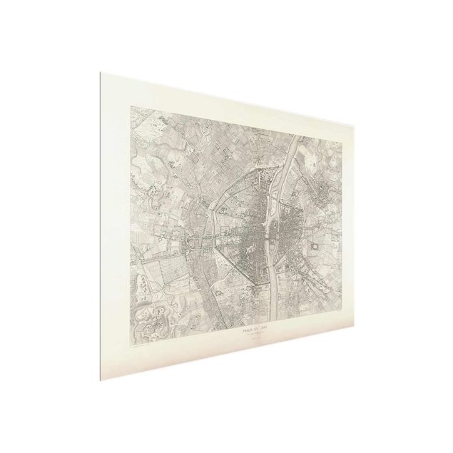 Quadro in vetro - Mappa vintage Paris