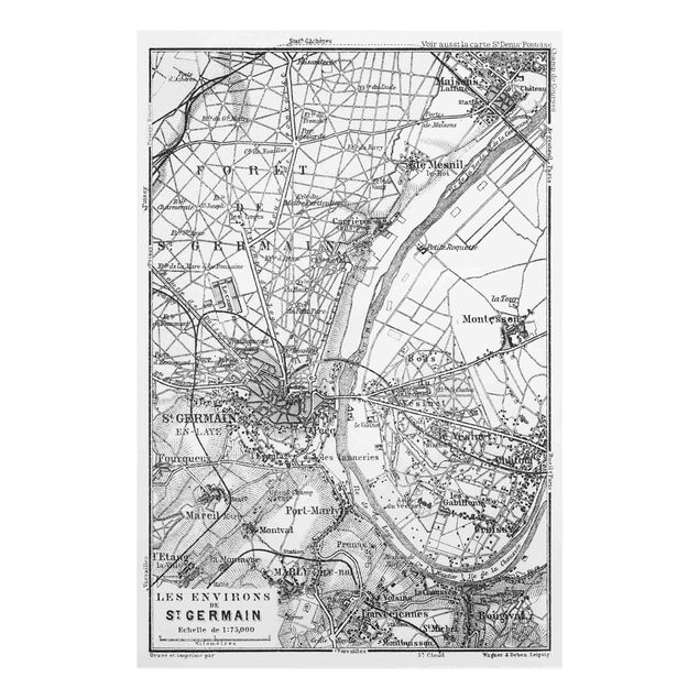 Quadro in vetro - Mappa di Saint-Germain a Parigi