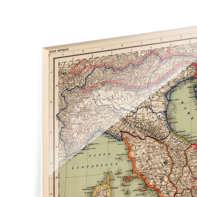 Quadro in vetro - Cartina geografica vintage dell'Italia