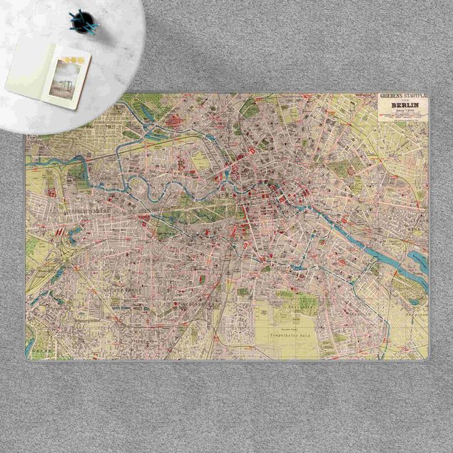 Tappeti mappamondo Pianta della città di Berlino vintage