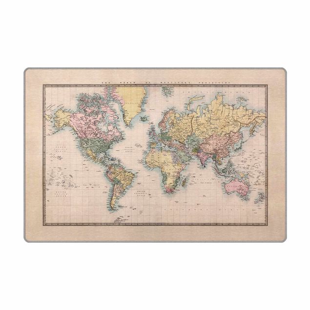 Tappeti vintage Mappa del mondo vintage del 1850