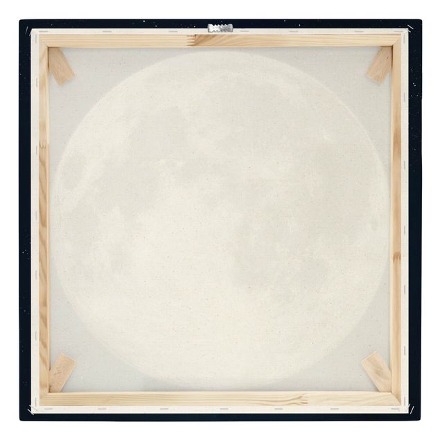 Quadro su tela naturale - Luna piena nel cielo stellato - Quadrato 1:1
