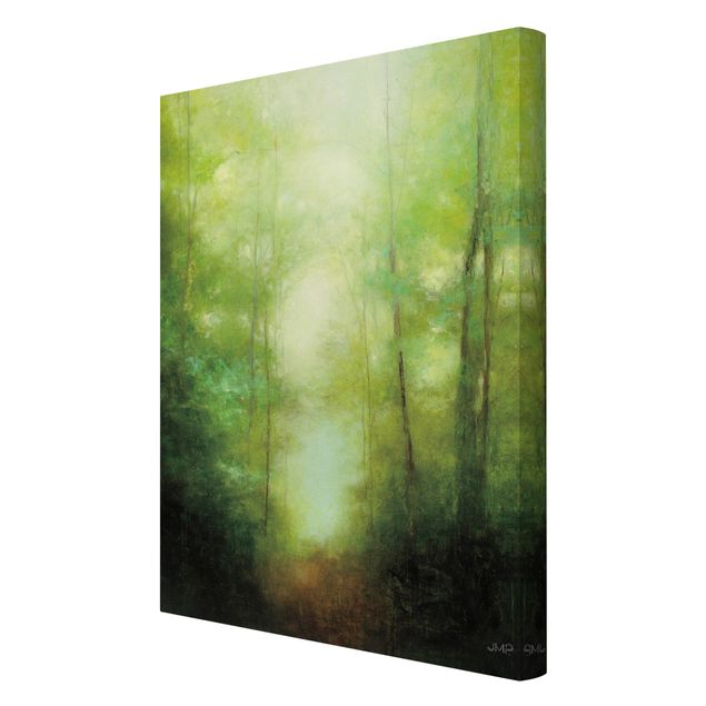 Stampa su tela - Passeggiata nella foresta nella nebbia - Formato verticale2:3