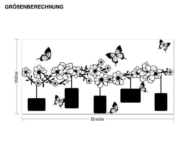 Adesivo murale - Blumenranke con le farfalle