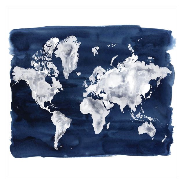 Carta da parati - Mappa del mondo chiara su blu