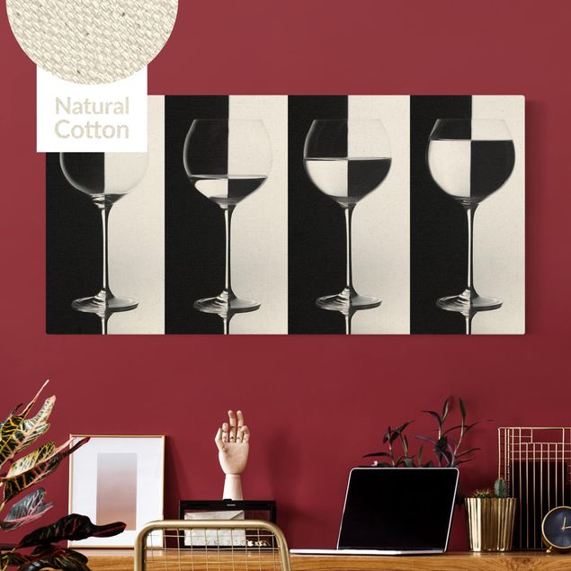Quadri con disegni Bicchieri da vino in bianco e nero