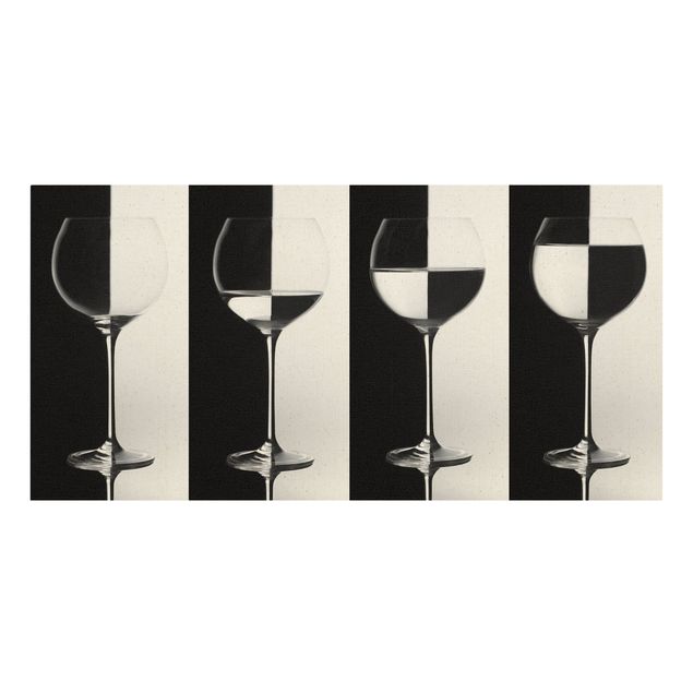 Stampa su tela - Bicchieri di vino in bianco e nero - Orizzontale 2:1