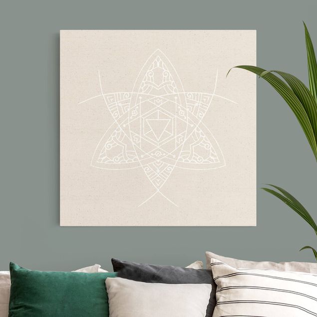 Stampa su tela Linee bianche - Mandala a triangolo