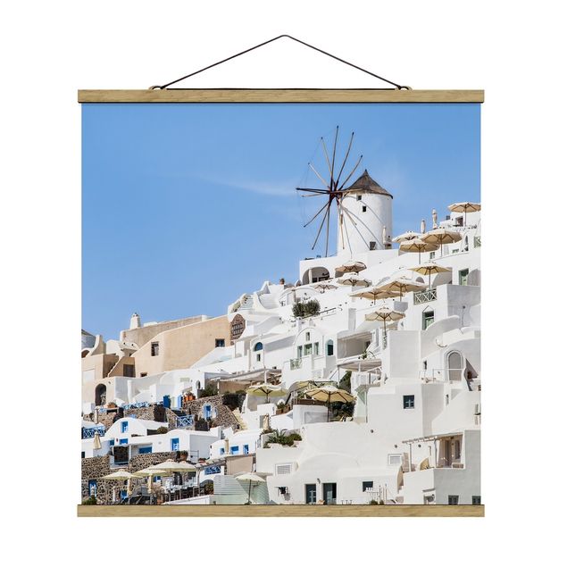 Foto su tessuto da parete con bastone - Grecia bianca - Quadrato 1:1