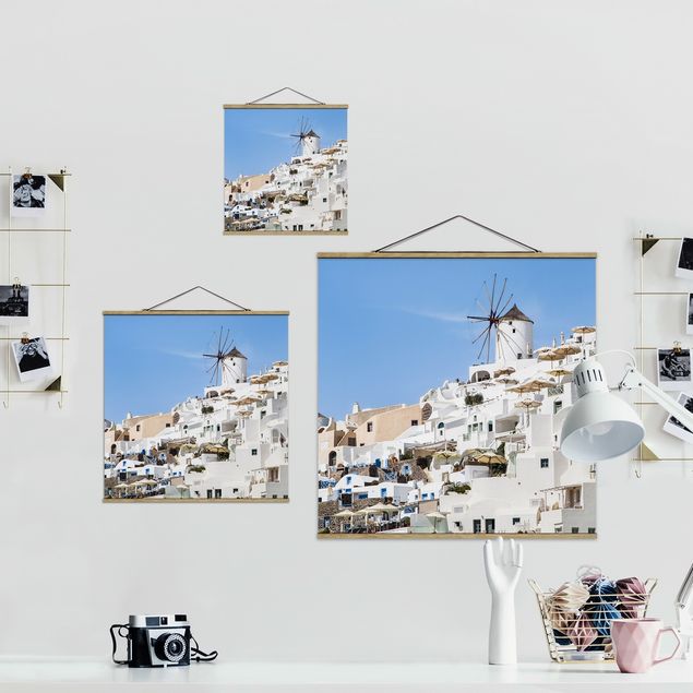 Foto su tessuto da parete con bastone - Grecia bianca - Quadrato 1:1