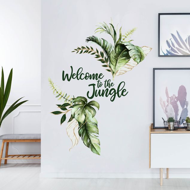Adesivo murale - Benvenuti nella giungla - foglie acquerello