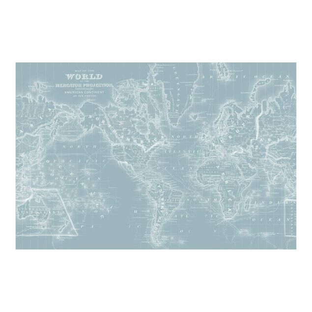 Carta da parati - Mappa del mondo in azzurro ghiaccio