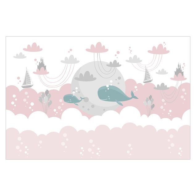 Carta da parati - Nuvole con balena e castello