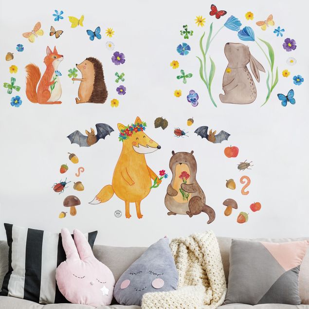 Adesivo murale - Mr. & Mrs. Panda - Abitanti della foresta e piccoli amici