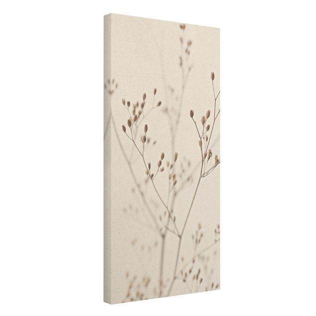 Quadro su tela naturale - Delicate gemme su ramo di fiori selvatici - Formato verticale 1:2