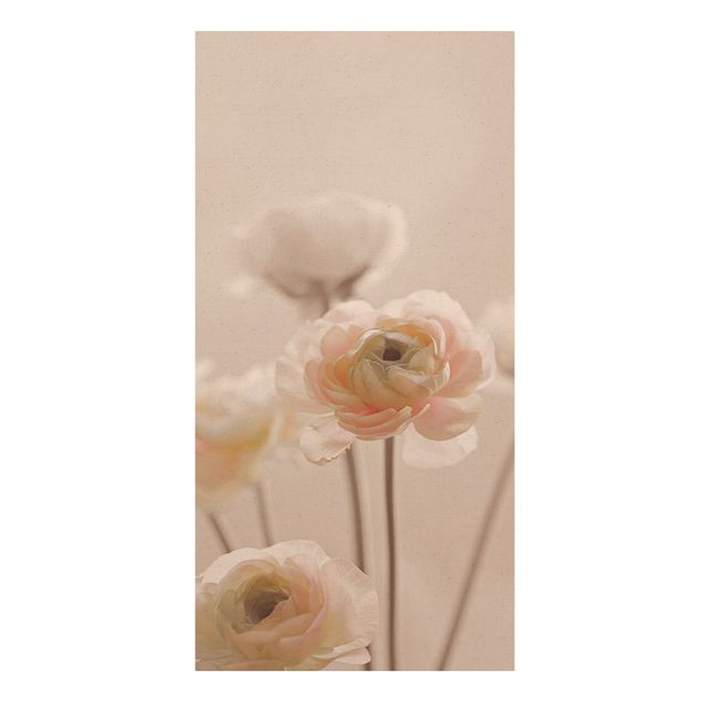 Quadro su tela naturale - Cespuglio delicato di fiori rosa - Formato verticale 1:2