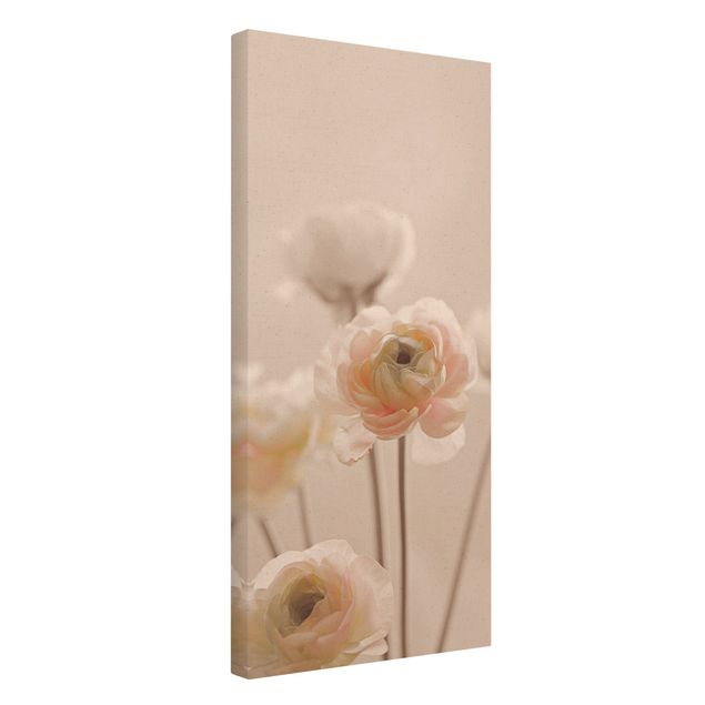 Quadro su tela naturale - Cespuglio delicato di fiori rosa - Formato verticale 1:2